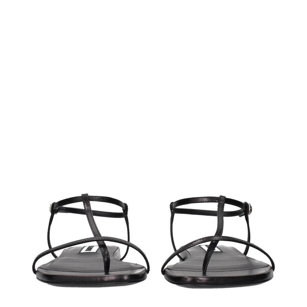 Jil Sander Black Leather Flip-Flop Sandals