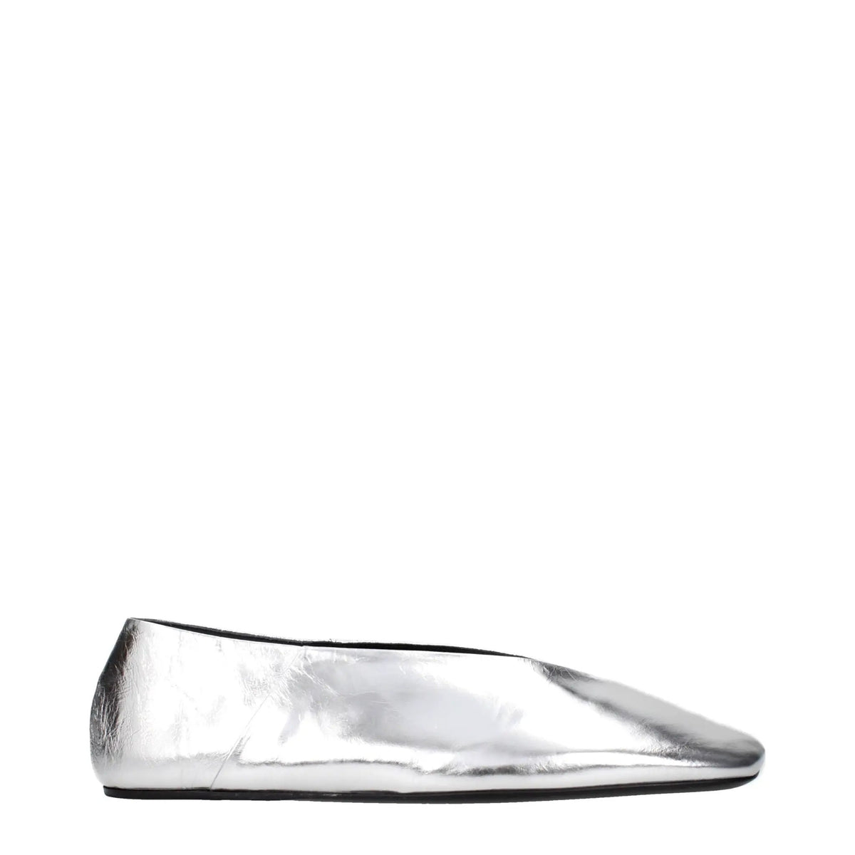 Jil Sander Gray Leather Ballet Flats