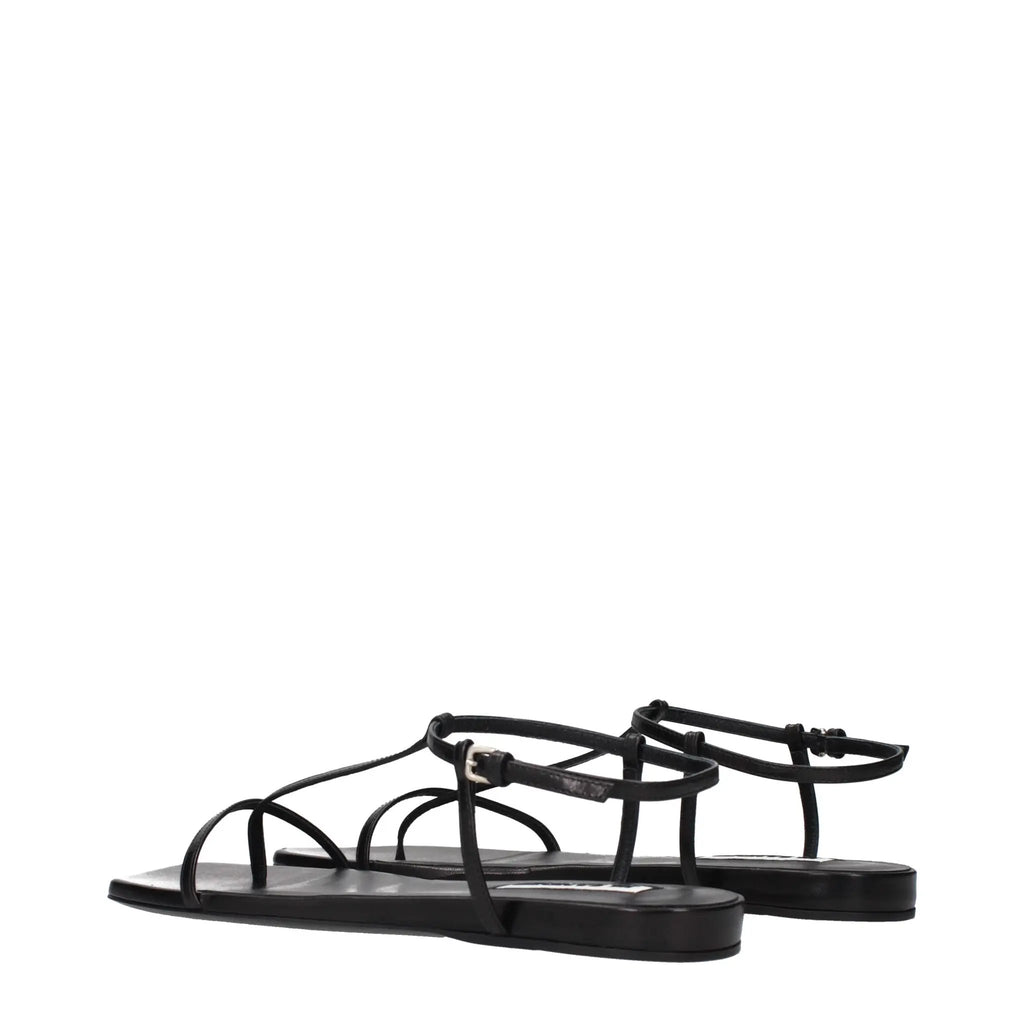 Jil Sander Black Leather Flip-Flop Sandals
