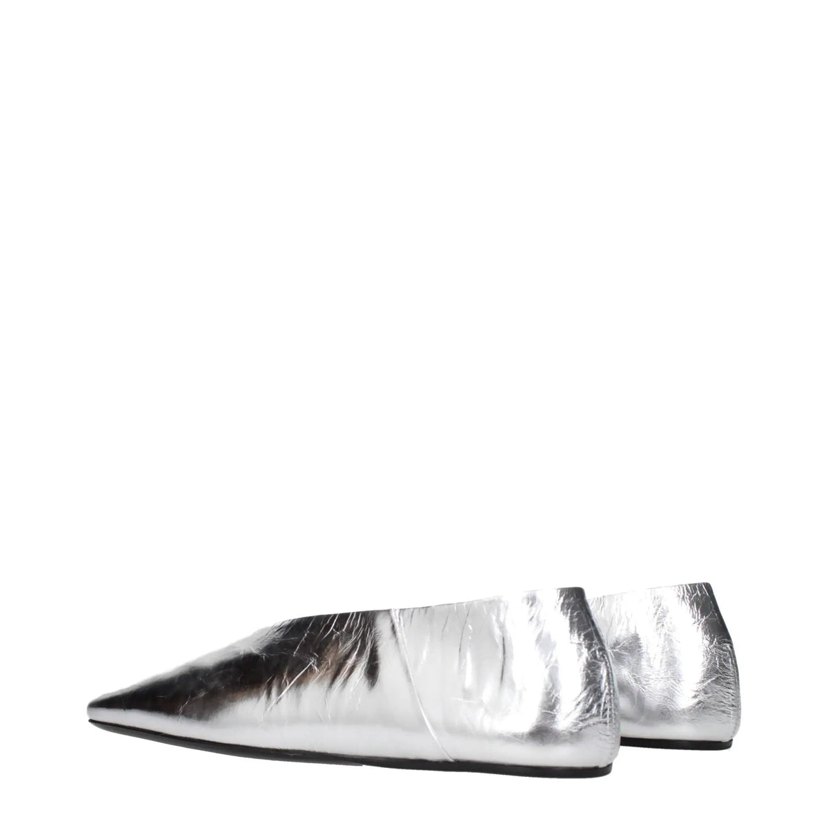 Jil Sander Gray Leather Ballet Flats