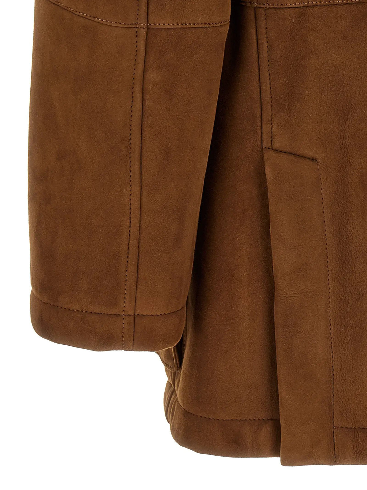 Brunello Cucinelli Brown Lamb Leather Leather Jacket