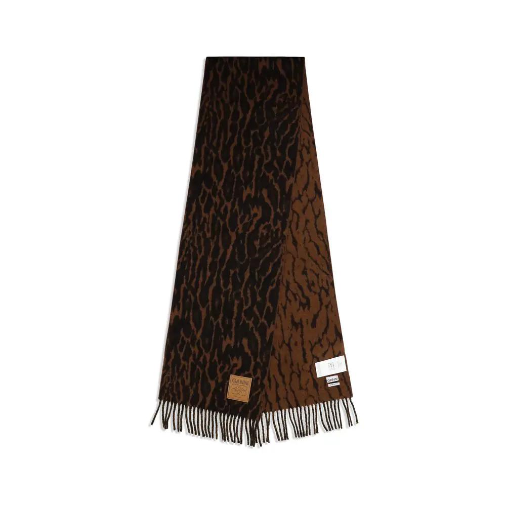 Ganni Ganni Brown Wool Oves Aries Scarf