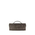 Brunello Cucinelli Brown Suede Leather Clutch Bag