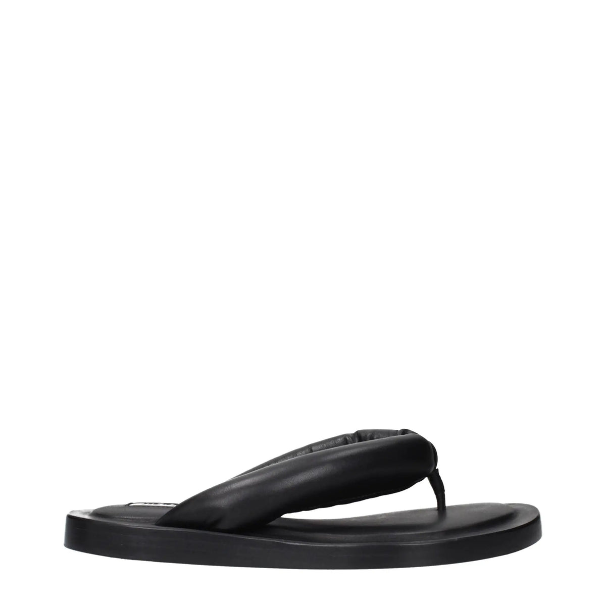 Sandales Tongs en Cuir Noir Jil Sander