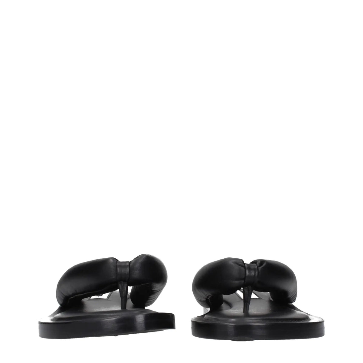 Sandales Tongs en Cuir Noir Jil Sander