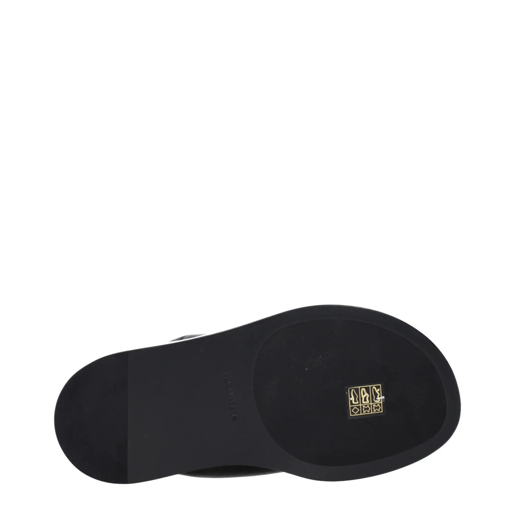Sandales Tongs en Cuir Noir Jil Sander