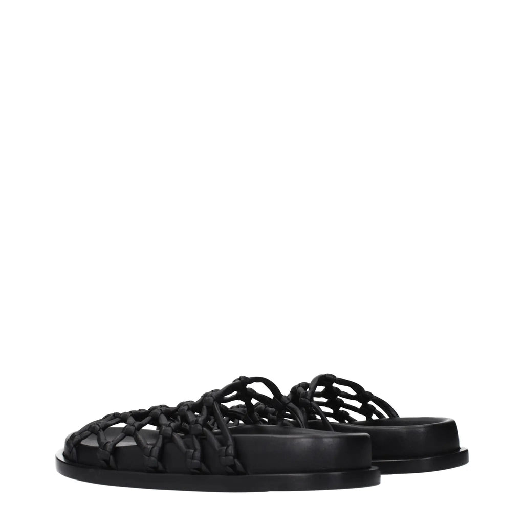 Mules en cuir noir Jil Sander