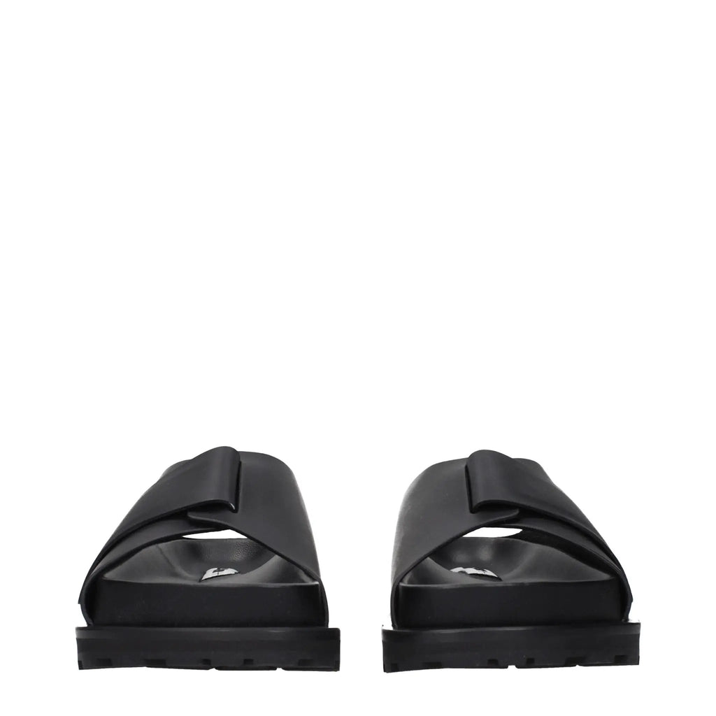 Jil Sander Black Leather Slippers