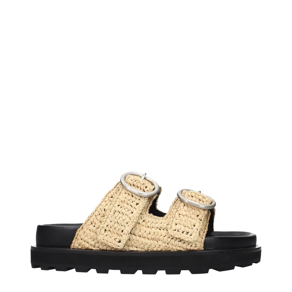 Jil Sander Jil Sander Beige Raffia Slippers