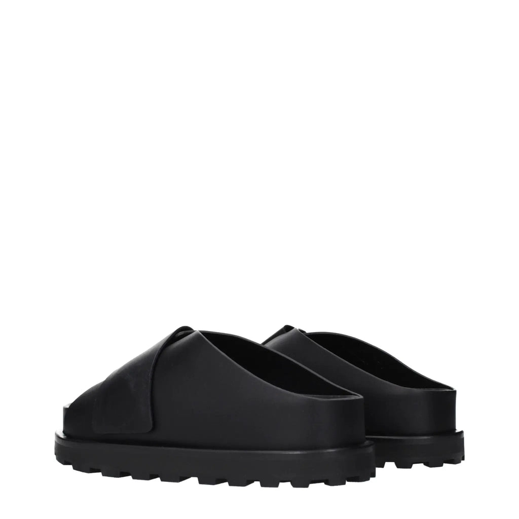 Jil Sander Black Leather Slippers