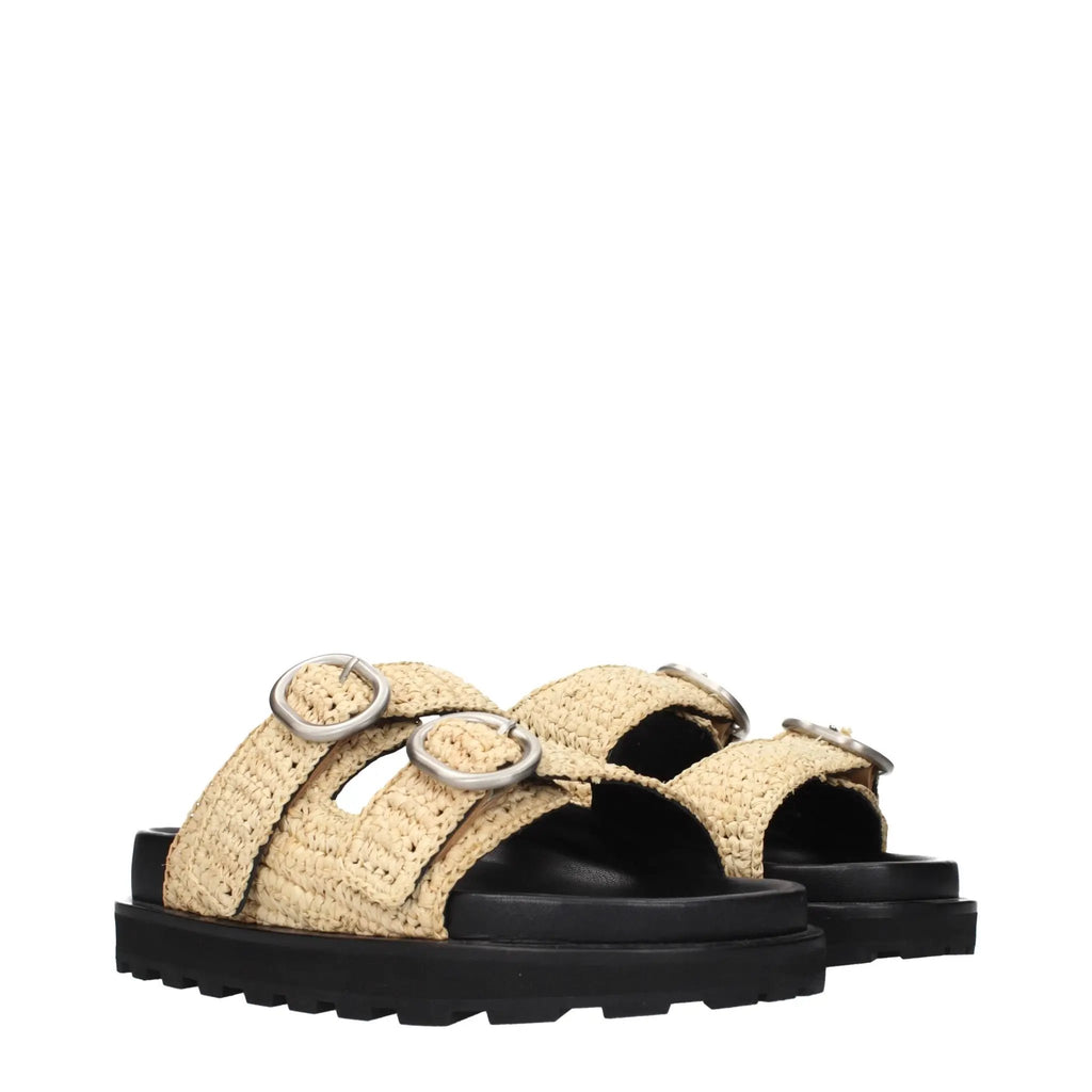 Jil Sander Jil Sander Beige Raffia Slippers