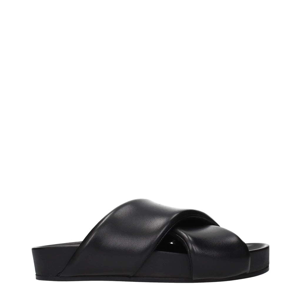 Jil Sander Black Leather Slippers