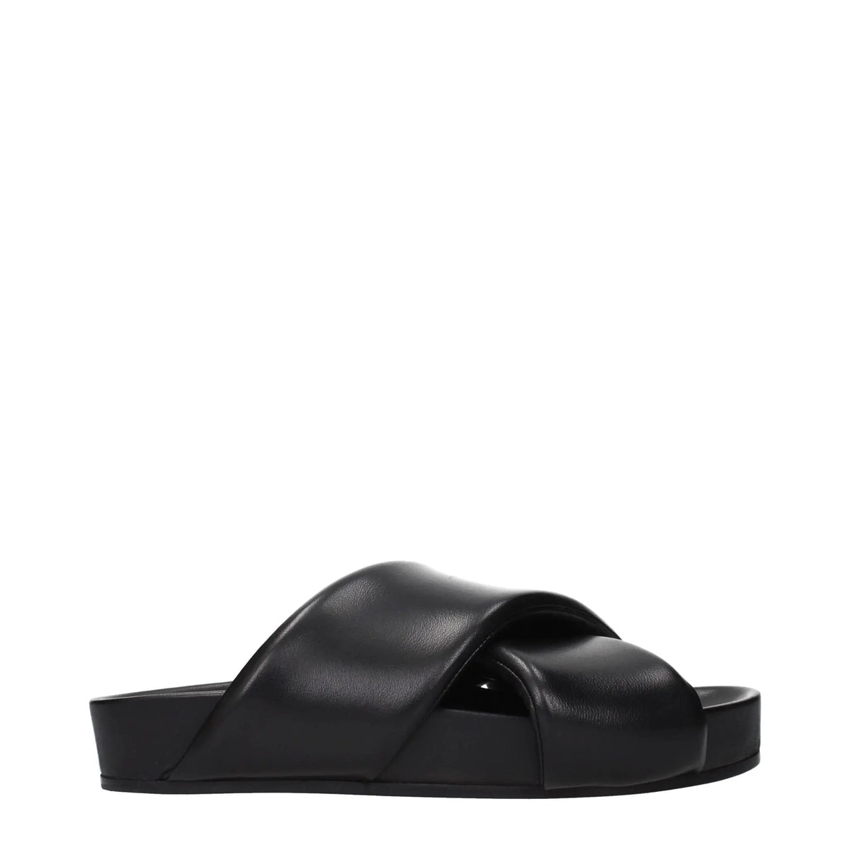 Jil Sander Black Leather Slippers