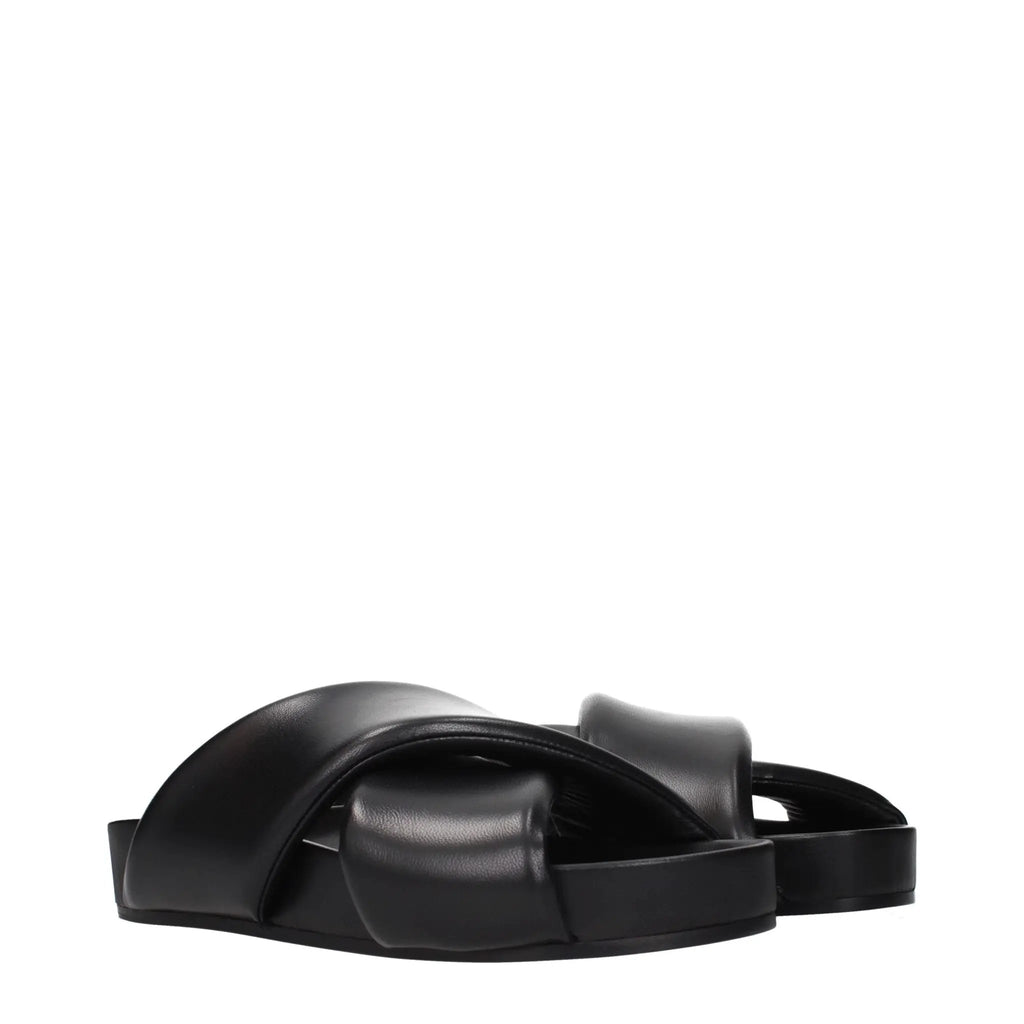 Jil Sander Black Leather Slippers