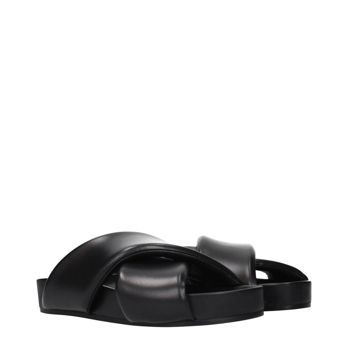 Jil Sander Black Leather Slippers