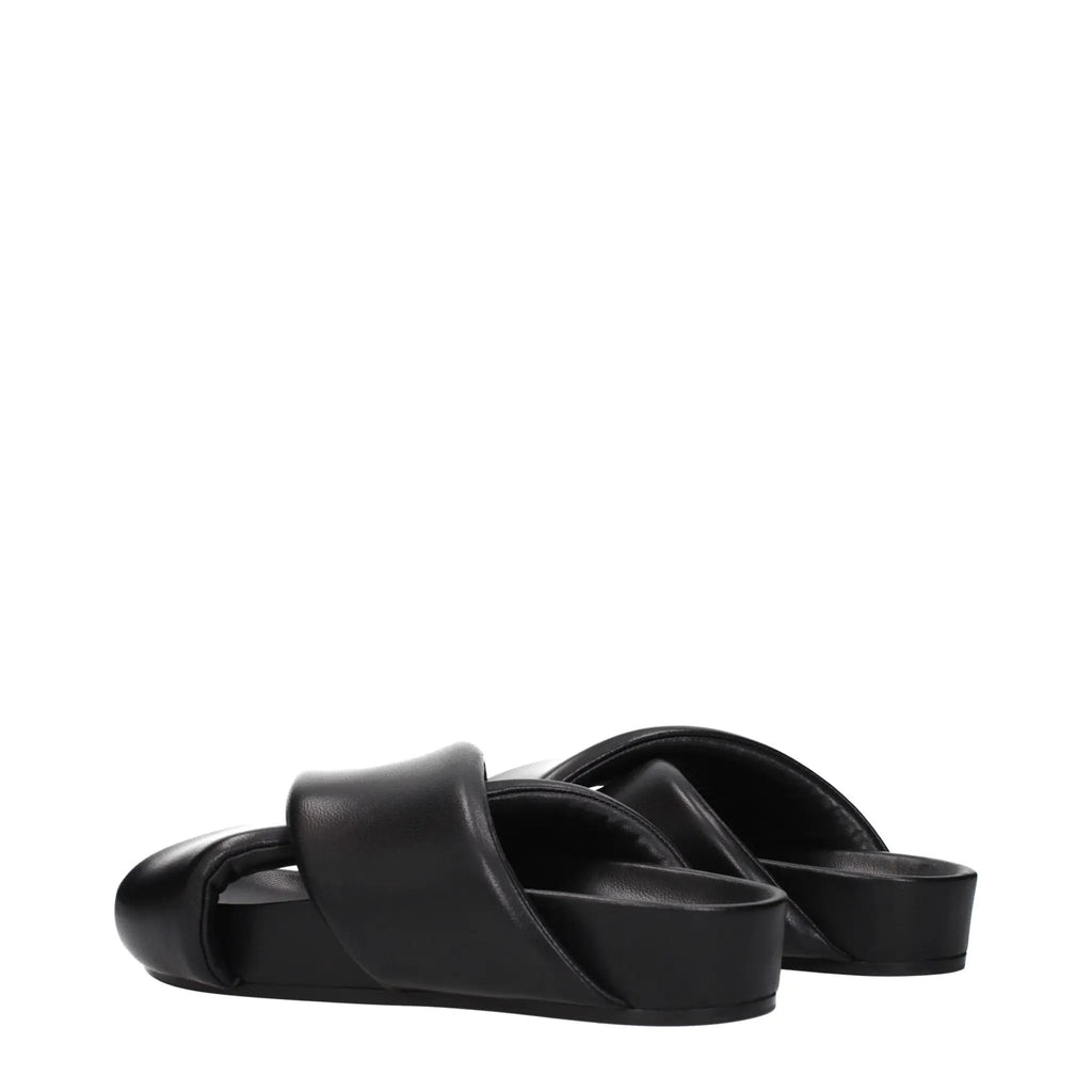Jil Sander Black Leather Slippers