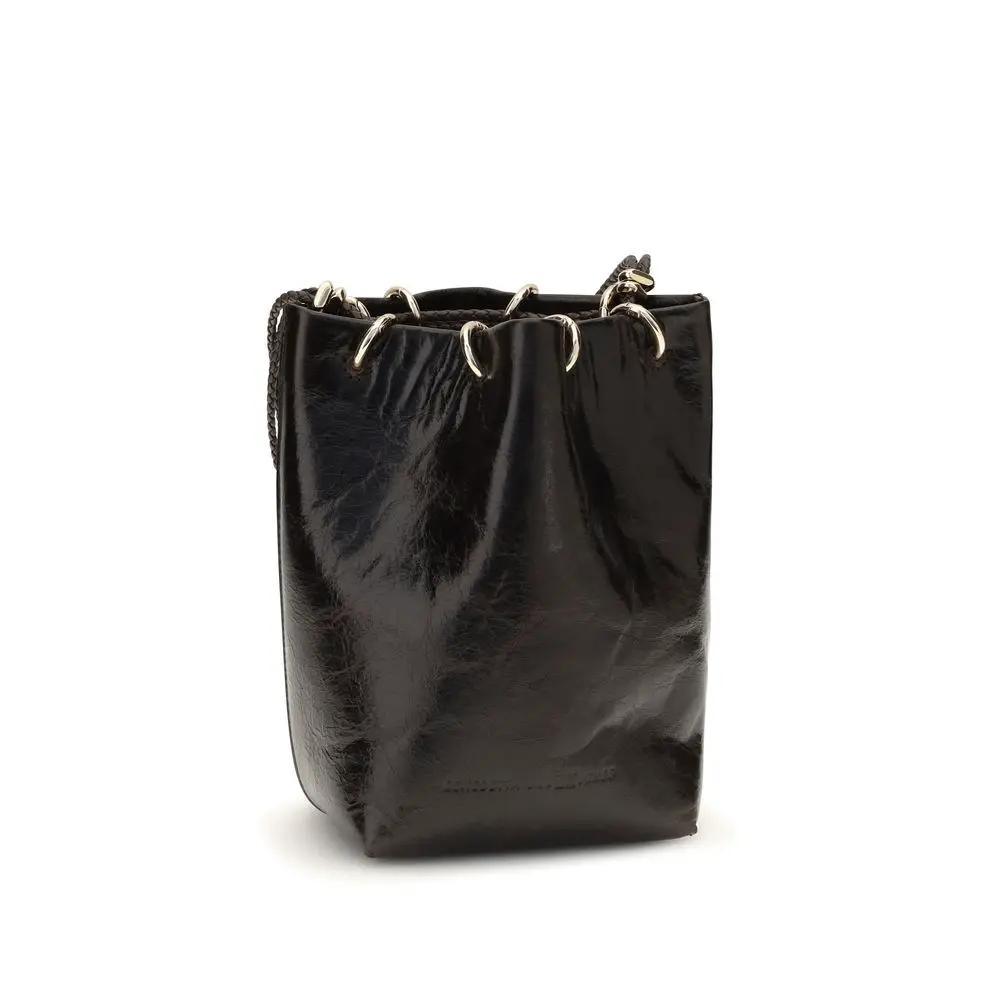 Sac seau Benedetta Bruzziches en cuir de veau noir Bos Taurus