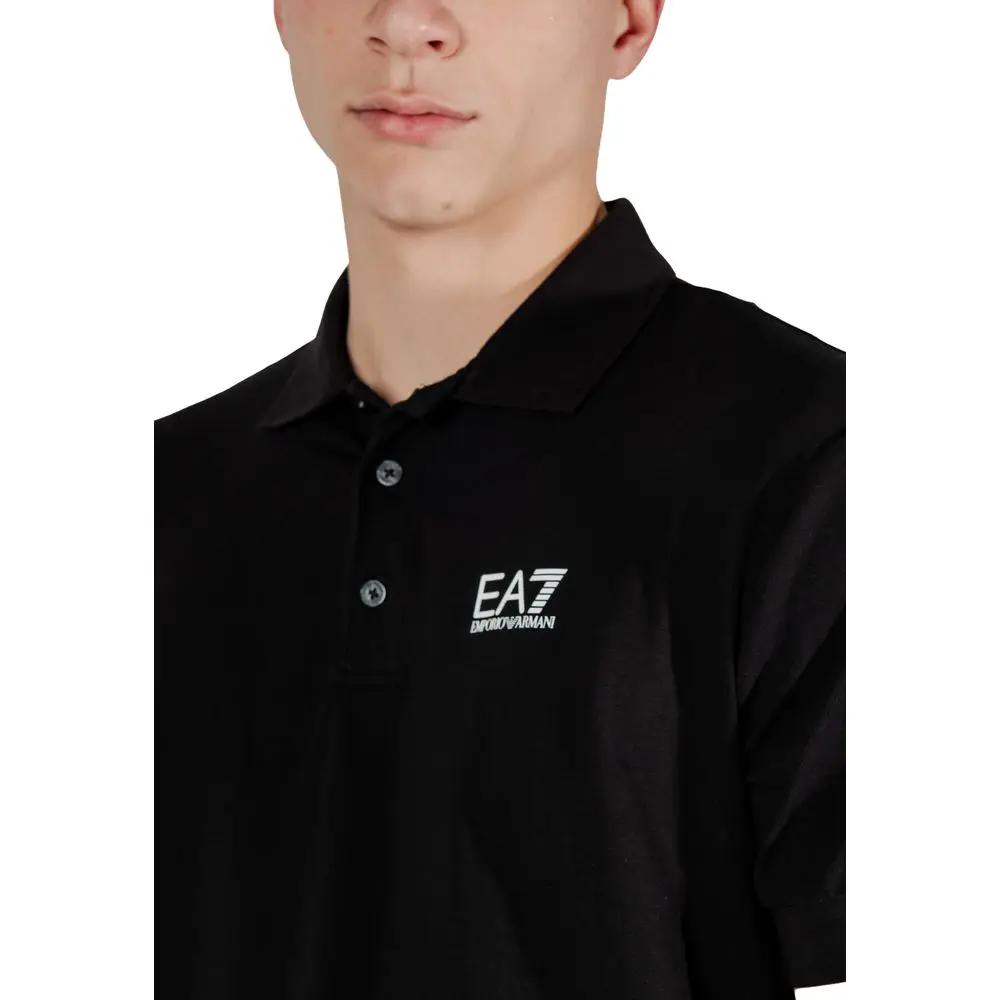 EA7 Emporio Armani Black Cotton Polo Shirt