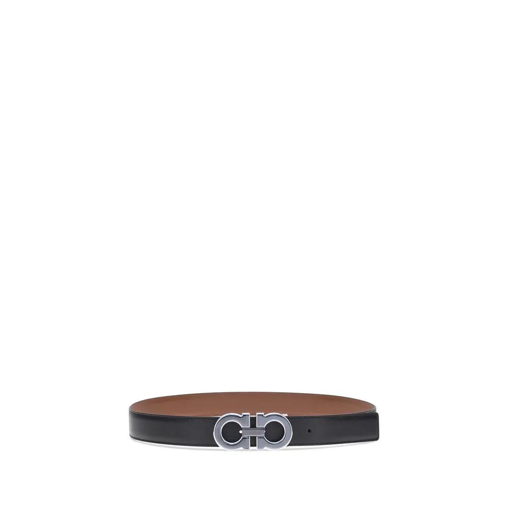 Ferragamo Black Calf Leather Bos Taurus Regular Belt
