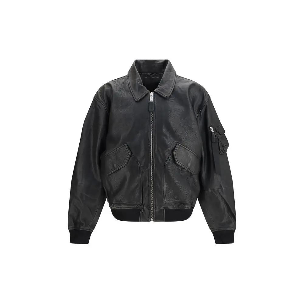 ALPHA INDUSTRIES ALPHA INDUSTRIES Black Lambskin Leather Jacket
