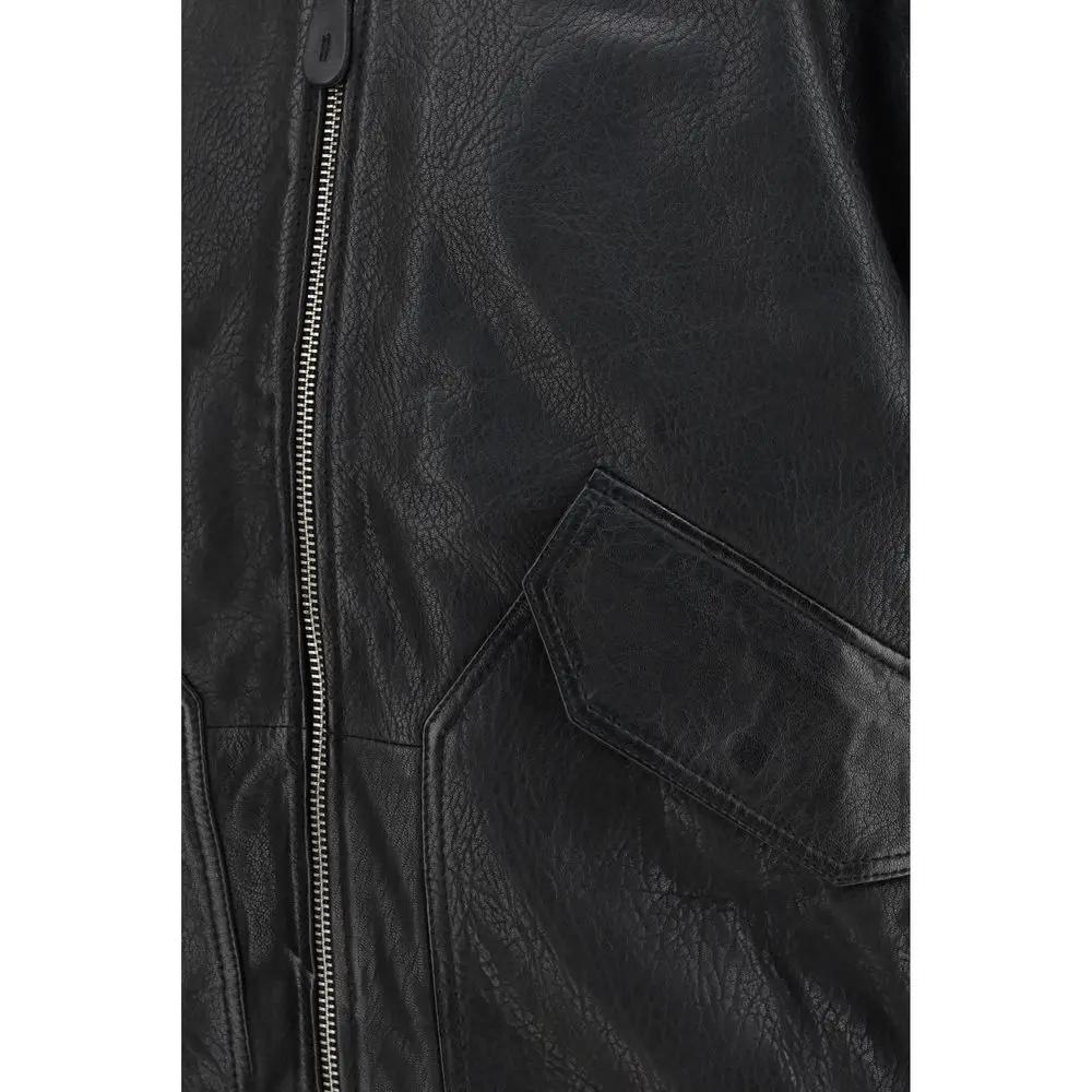 ALPHA INDUSTRIES Black Lambskin Leather Jacket