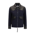 P.A.R.O.S.H. Blue Wool Oves Aries Leather Jacket