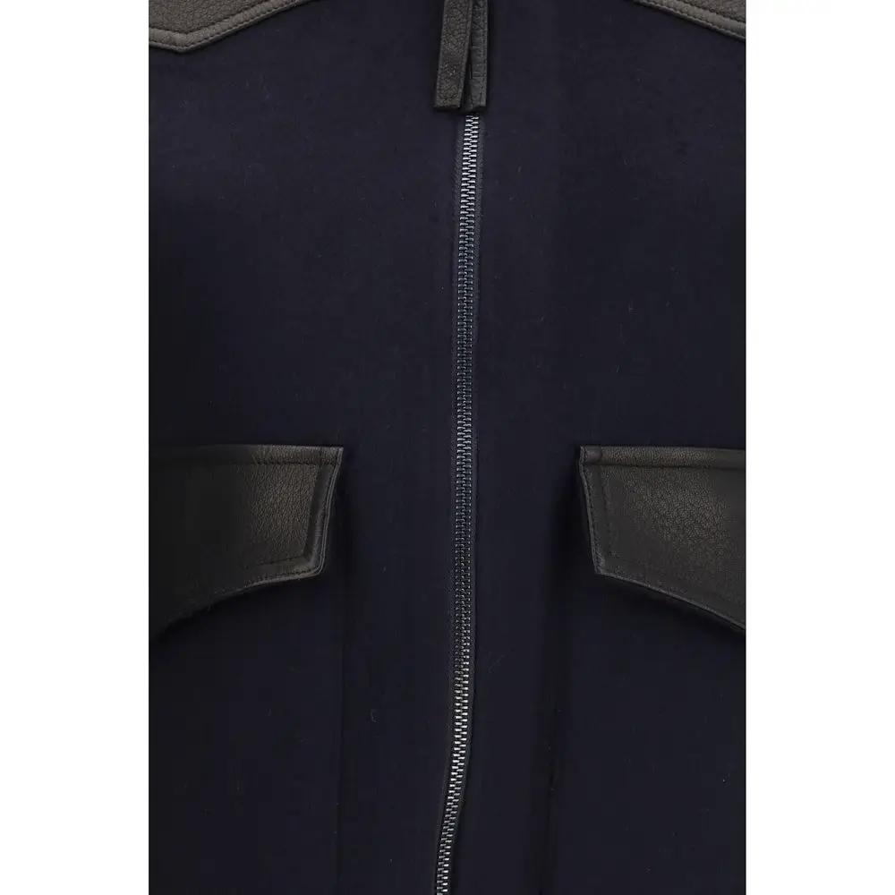 P.A.R.O.S.H. Blue Wool Oves Aries Leather Jacket