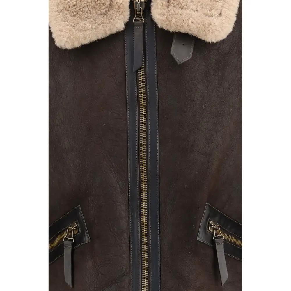 Belstaff Brown Lamb Leather Full-Length Jacket