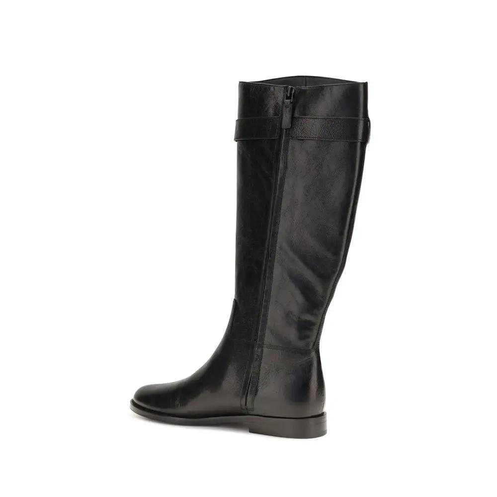 Tory Burch Black Calf Leather Bos Taurus Lace-Up Boots