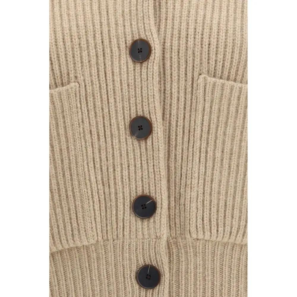 Tory Burch Beige Wool Oves Aries Cardigan