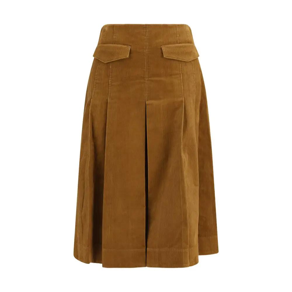 Tory Burch Tory Burch Brown Cotton Long Skirt