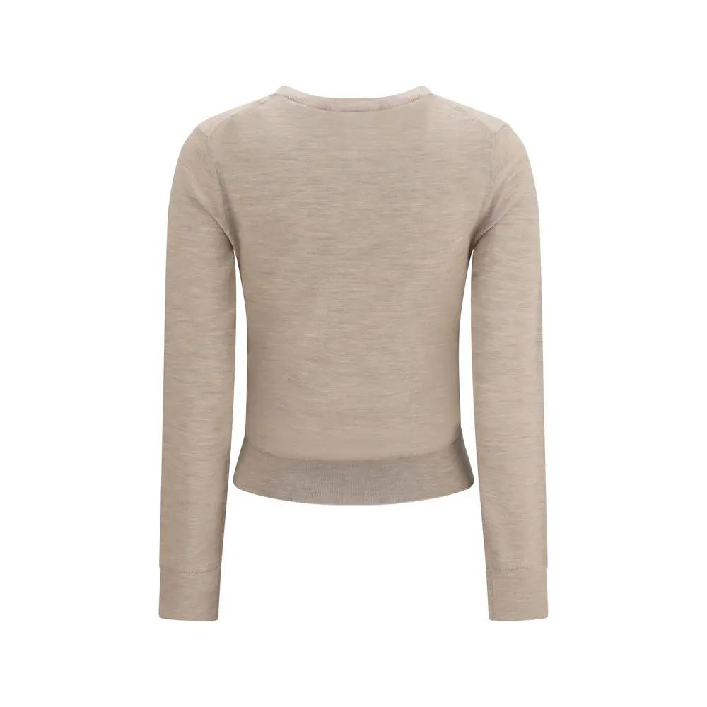 Tory Burch Tory Burch Beige Wool Oves Aries Sweatshirt