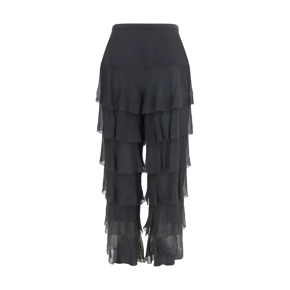 Valentino Garavani Black Silk Casual Pants
