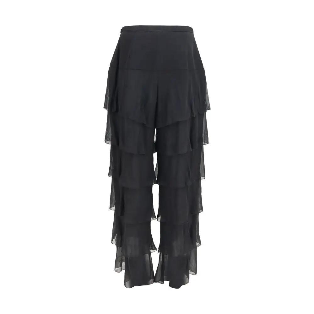 Valentino Garavani Black Silk Casual Pants