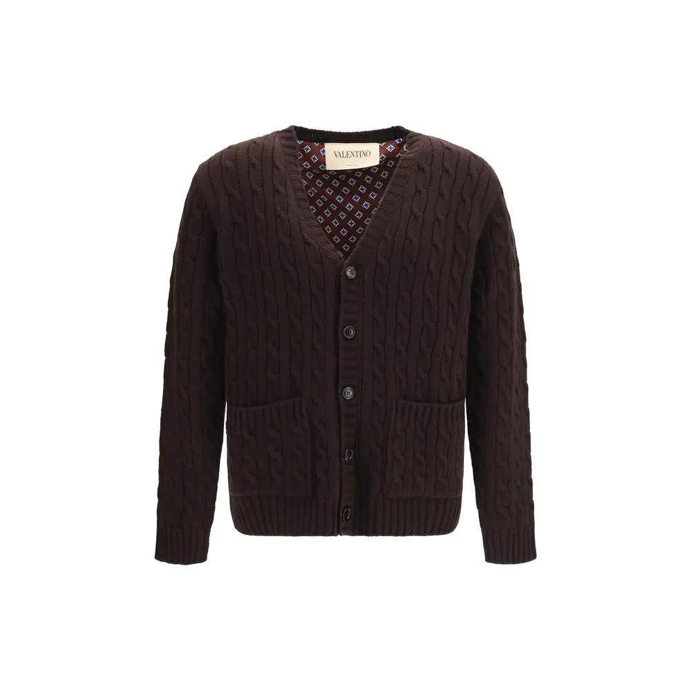 Valentino Garavani Brown Wool Oves Aries Cardigan