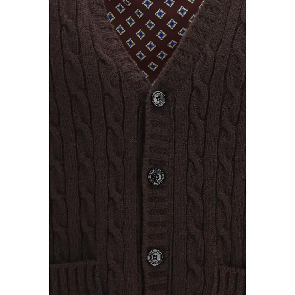 Valentino Garavani Brown Wool Oves Aries Cardigan