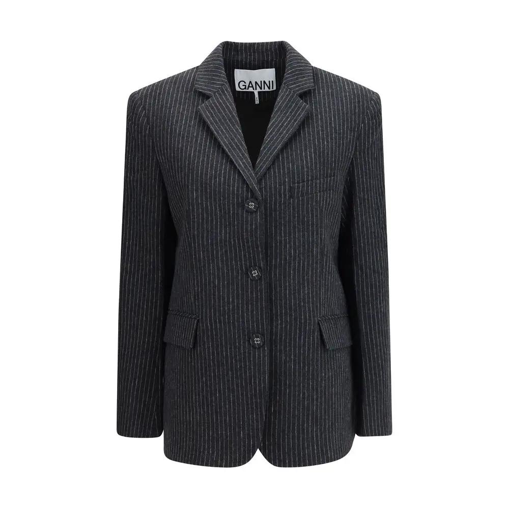 Ganni Gray Wool Oves Aries Blazer