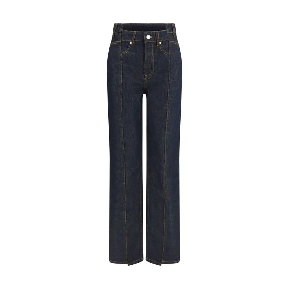 Ganni Ganni Blue Cotton Straight-Leg Jeans