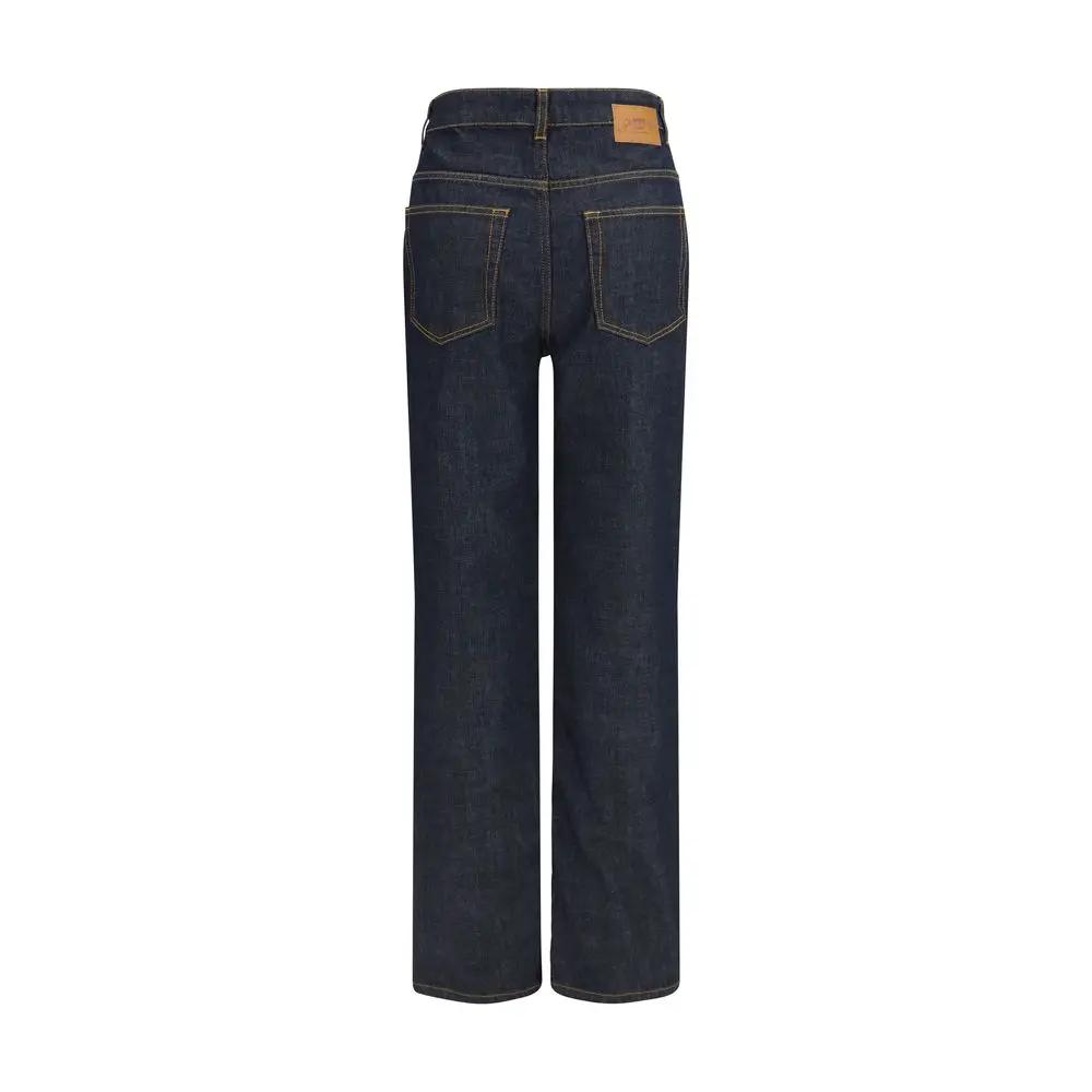 Ganni Ganni Blue Cotton Straight-Leg Jeans