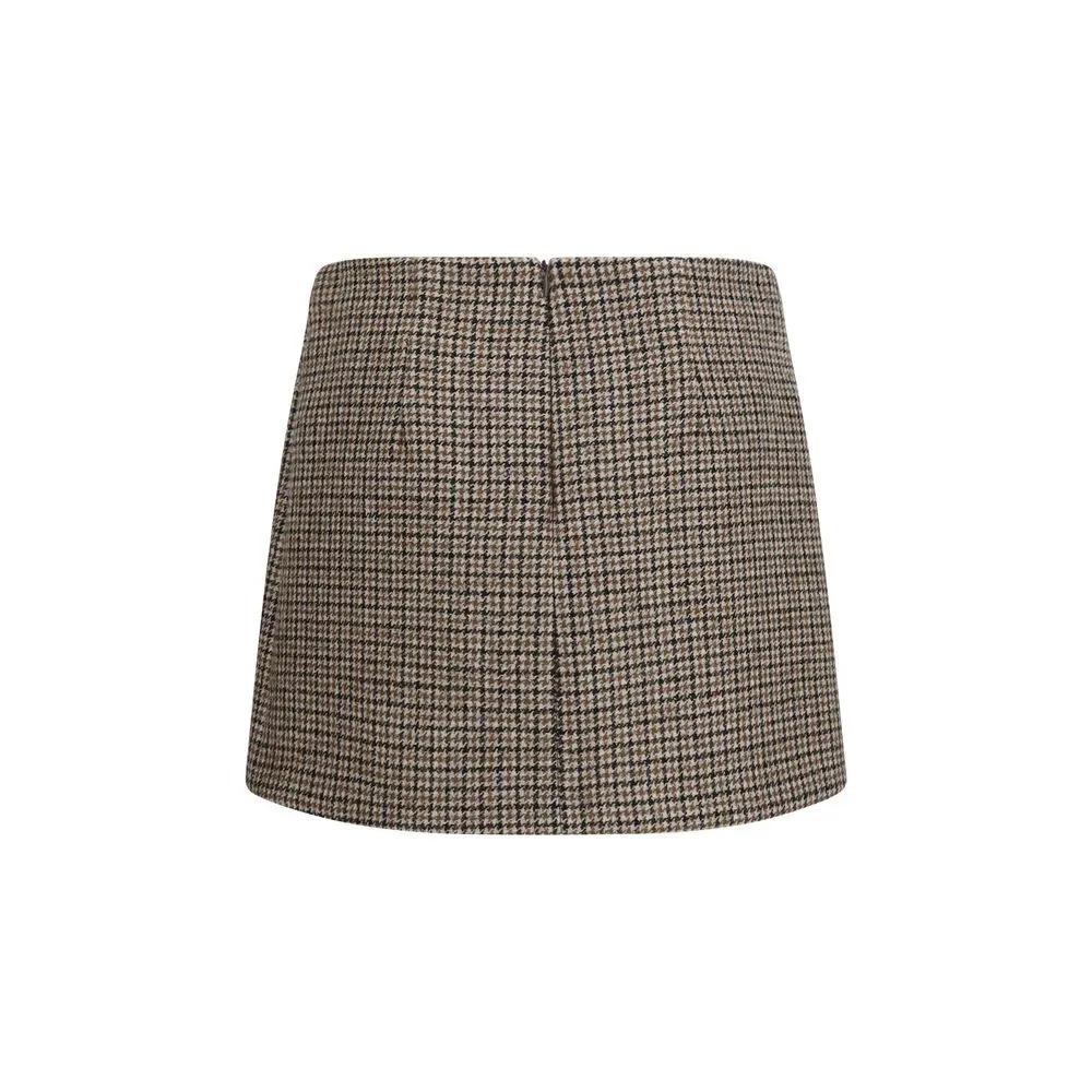 P.A.R.O.S.H. Brown Wool Oves Aries Mini Skirt