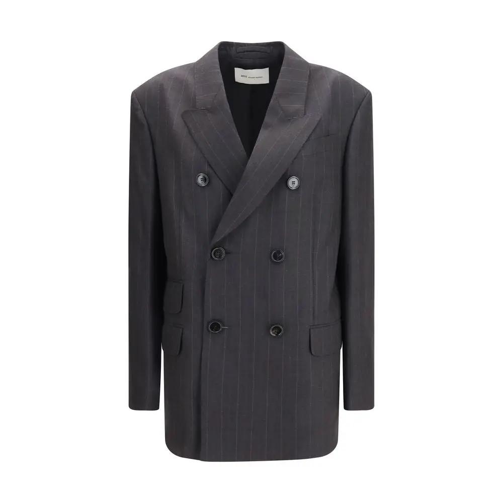 Ami Paris Gray Wool Oves Aries Blazer