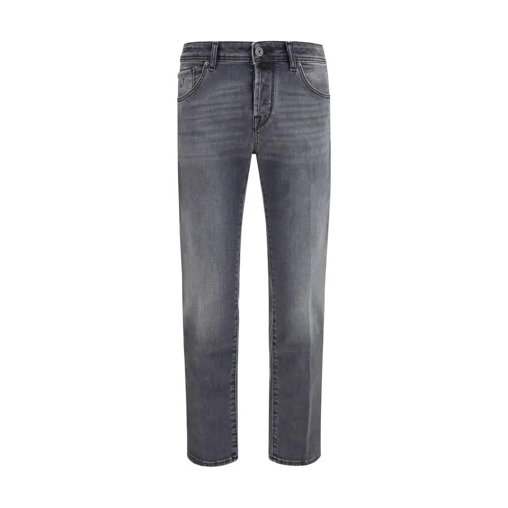 Jacob Cohen Gray Cotton Straight-Leg Jeans