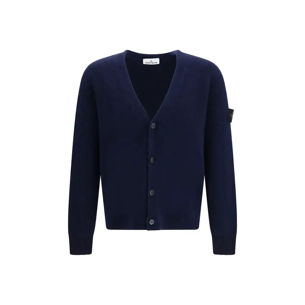 Stone Island Stone Island Blue Alpaca Vicugna Pacos Cardigan