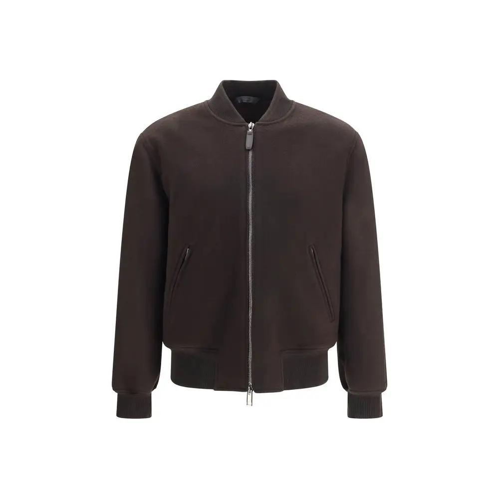 Brioni Brown Wool Oves Aries Bomber