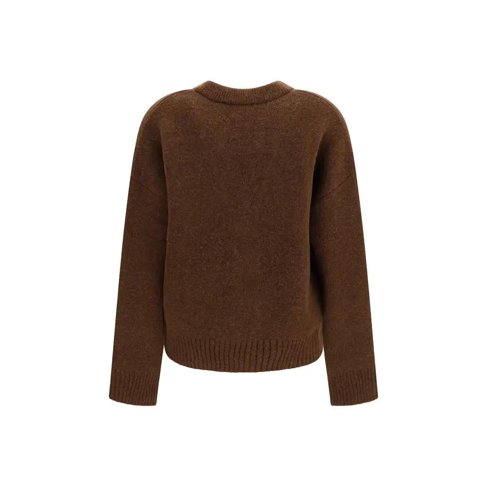 Ami Paris Brown Alpaca Vicugna Pacos Cardigan
