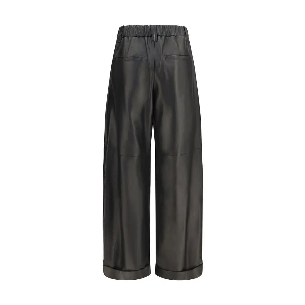 Brunello Cucinelli Black Leather Pants