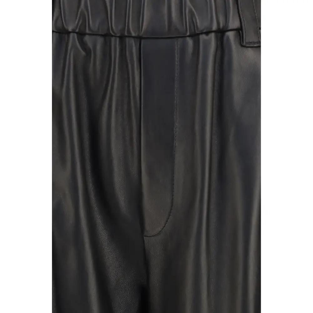 Brunello Cucinelli Black Leather Pants