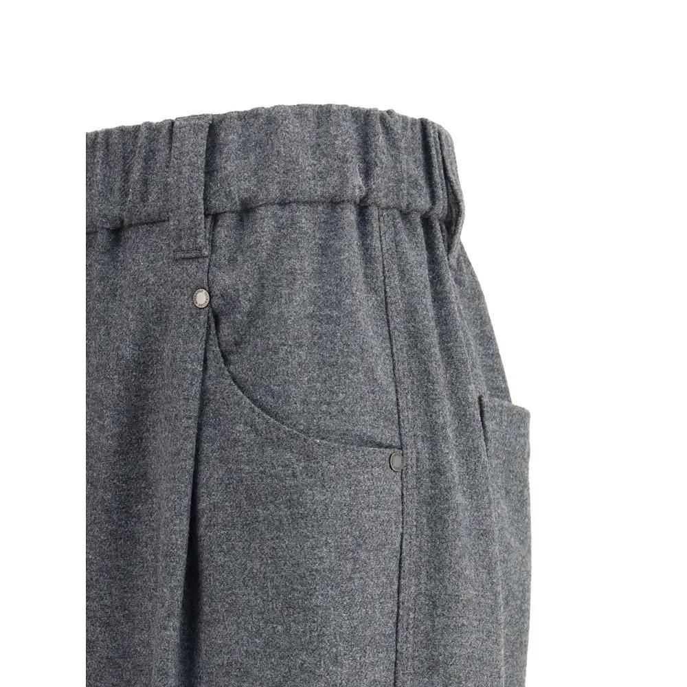 Brunello Cucinelli Gray Wool Casual Pants