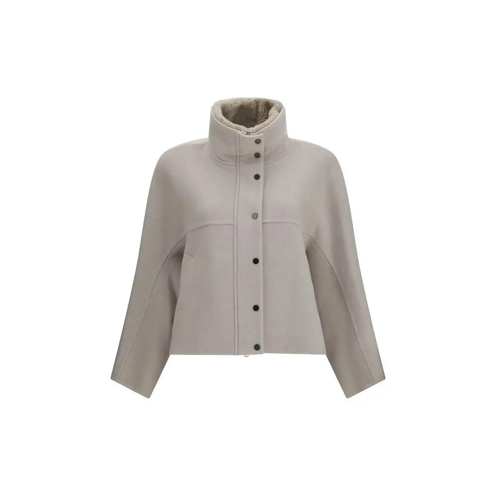 Brunello Cucinelli White Wool Oves Aries Coat