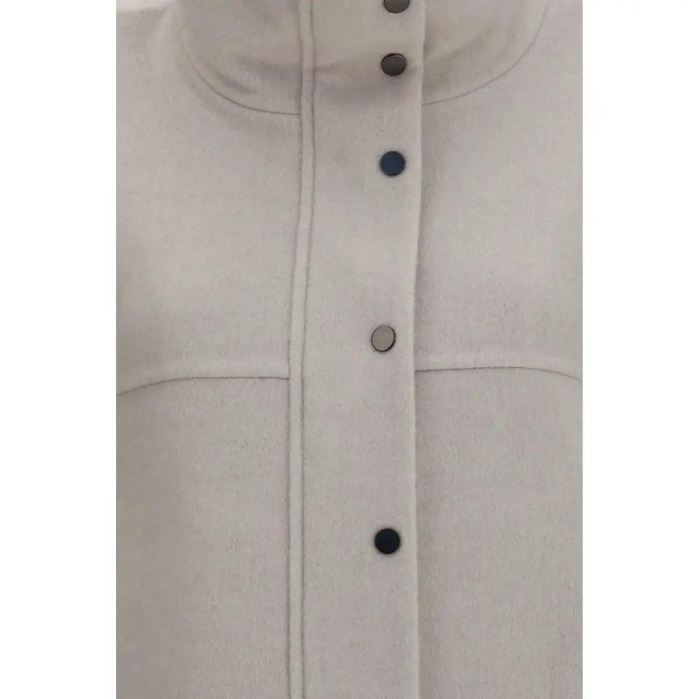 Brunello Cucinelli White Wool Oves Aries Coat
